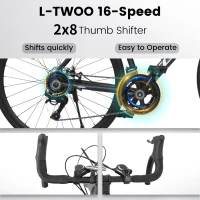 L Size 700C Road Bike with 16-Speed Drivetrain and Disc Brakes, Racing and Commuting Bicycle for Men and Women, Dark Blue(m-6)