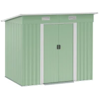Outsunny 7'x 4' Metal Patio Storage Shed Garden Lockable Shed Tool Utility Storage Unit, Light Green(m-11)