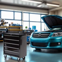 HOMCOM 5 Drawer Roller Tool Chest, Mobile Lockable Toolbox, Storage Organizer with Handle for Workshop Mechanics Garage, Black(m-9)