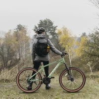 27.5" High Carbon Steel Mountain Bike with Disc Brakes, Thumb Shifter, Front Fork Suspension, 21-Speed Trail Commuter for All Terrains, Green(m-1)