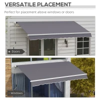 Outsunny 12' x 10' Manual Retractable Awning Outdoor Sunshade Shelter with Adjustable & Versatile Design, Dark Grey(m-5)