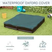 Outsunny Kids Outdoor Sandbox with Cover Garden Bed, Easy Assembly for Backyard, Brown, 48.5" x 48.5" x 8.25"(m-5)