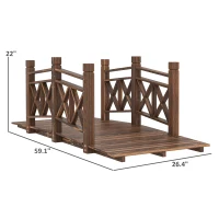 Outsunny 5 ft. Wooden Garden Bridge Footbridge for Backyard Ponds, Creeks, Streams, Carbonized(m-3)