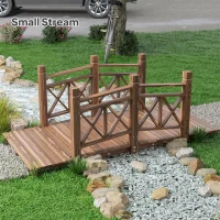 Outsunny 5 ft. Wooden Garden Bridge Footbridge for Backyard Ponds, Creeks, Streams, Carbonized(m-9)