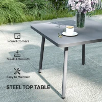 Outsunny 3 Pieces Outdoor Furniture Set, L Shaped Wicker Patio Furniture Conversation Set with Cushions, Steel Table, Grey(m-7)