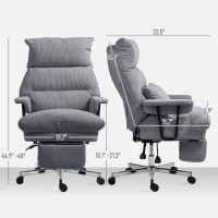 HOMCOM Executive Office Chair with Lumbar Support, Footrest, High Back Reclining Overstuffed Desk Chair with, Gray(m-3)