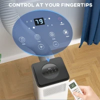 HOMCOM 10,000 BTU Moible Air Conditioner 440 Sq. Ft., Dehumidifier Fan Auto Sleep with 24H Timer On/Off, Window Kit, White(m-6)