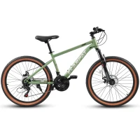 27.5" High Carbon Steel Mountain Bike with Disc Brakes, Thumb Shifter, Front Fork Suspension, 21-Speed Trail Commuter for All Terrains, Green(m-8)
