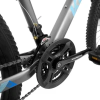 26" Adjustable Mountain Bike with 21-Speed Drivetrain, High-Carbon Steel Frame, Dual Disc Brakes, 67" L x 26.5" W x 38.5" H, Blue+Gray(m-11)