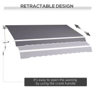 Outsunny 12' x 10' Manual Retractable Awning Outdoor Sunshade Shelter with Adjustable & Versatile Design, Dark Grey(m-9)