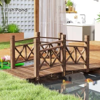 Outsunny 5 ft. Wooden Garden Bridge Footbridge for Backyard Ponds, Creeks, Streams, Carbonized(m-8)