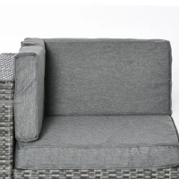Outsunny 7pc Garden Wicker Sectional Set w/ Tea Table Patio Rattan Lounge Sofa Outdoor Deck Furniture Light Grey(m-9)