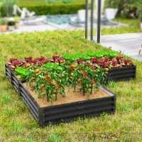Outsunny Steel Raised Garden Bed, Set of 5 Large Box Planters for Outdoor Plants Vegetables Flowers Herbs, 8x8x1ft, Dark Grey(m-10)