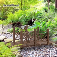 Outsunny 5 ft. Wooden Garden Bridge Footbridge for Backyard Ponds, Creeks, Streams, Carbonized(m-7)