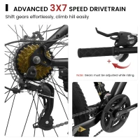 26" Mountain Bike with 21-Speed High-Carbon Steel Frame, Dual Disc Brakes, Adjustable Seatpost, 67" L x 26.5" W x 38.5" H, Black+Gray(m-5)