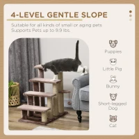 PawHut 4 Levels Cat Steps with Scratching Posts for High Bed, Sofa, Brown(m-4)