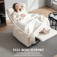 HOMCOM Recliner Chair, Wide Swivel Rocker Chair, Overstuffed Single Sofa with Pocket Spring, Footrest, Quick Assembly, Cream(m-8)