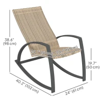 Outsunny 2 Pieces Wicker Patio Rocking Chair Set, Rattan Outdoor Rocking Chair Set with High Back, Armrests for Garden, Khaki(m-3)