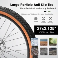 27.5" High Carbon Steel Mountain Bike with Dual Disc Brakes, Thumb Shifter, All-Terrain Tires, 21-Speed Trail Commuter for Adults, Black+Red(m-7)