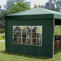 Outsunny 19' x 9' Party Tent Gazebo Canopy with 4 Removable Window Side Walls for Outdoor Event with Wind Ropes and Ground Stakes, Green(m-8)