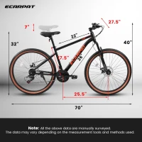 27.5" High Carbon Steel Mountain Bike with Dual Disc Brakes, Thumb Shifter, All-Terrain Tires, 21-Speed Trail Commuter for Adults, Black+Red(m-3)