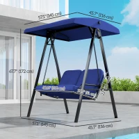 Outsunny 2-Seater Outdoor Porch Swing with Adjustable Canopy, Patio Swing Chair for Garden, Poolside, Backyard, Dark Blue(m-3)