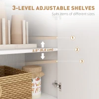 HOMCOM Sideboard Buffet Cabinet with Storage, Modern Coffee Bar Cabinet with 3 Drawers and Adjustable Shelves, Distressed White(m-5)