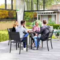 Outsunny Square Outdoor Dining Table for 4 with Aluminum Steel Frame, Black(m-7)