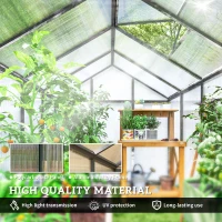 Outsunny 6' x 10' x 6.4' Polycarbonate Greenhouse, Aluminum Walk-In Green House Kit Garden, Plants Grow with Rain Gutter and Roof Vent, Charcoal Grey(m-4)