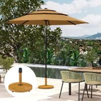 Outsunny Patio Umbrella Base Holder, Outdoor Umbrella Base with Adjustable Pads, Heavy Duty Patio Umbrella Stand Base for Garden, Poolside, Nature Wood(m-8)