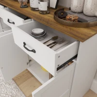 HOMCOM Sideboard Buffet Cabinet with Storage, Modern Coffee Bar Cabinet with 3 Drawers and Adjustable Shelves, Distressed White(m-10)