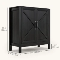 HOMCOM Sideboard Buffet, Kitchen Storage Cabinet with Barn Door and Adjustable Shelves, Storage Pantry, Black Oak(m-3)
