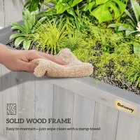 Outsunny Wood Planter with Trellis for Vine Climbing, Raised Garden Bed, Privacy Screen for Backyard, Patio, Deck, Dark Grey(m-7)