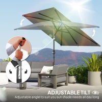 Outsunny 6.5x9.6ft Rectangle Aluminum Tilt Patio Umbrella, Garden Market Parasol, Outdoor Sunshade Canopy with Crank, Light Grey(m-4)