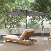 Outsunny 6.5x9.6ft Rectangle Aluminum Tilt Patio Umbrella, Garden Market Parasol, Outdoor Sunshade Canopy with Crank, Light Grey(m-10)