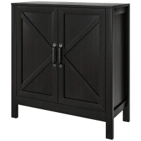 HOMCOM Sideboard Buffet, Kitchen Storage Cabinet with Barn Door and Adjustable Shelves, Storage Pantry, Black Oak(m-2)