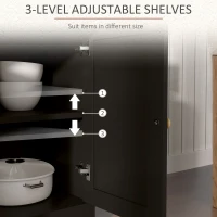 HOMCOM Sideboard Cabinet with 2 Drawers, 4 Barn Doors and 2 Adjustable Shelves, Buffet Table for Living Room, Black(m-5)