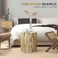 HOMCOM 17" Tall Tree Stump End Table, Concrete Sofa Side Table for Indoor and Outdoor Use, Garden Stool, Natural(m-4)