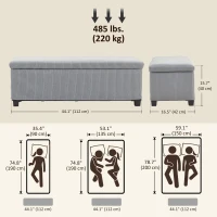 HOMCOM 44 Inches Ottoman with Storage, Lid, Legs, Corduroy End of Bed Bench for Living Room, Bedroom, Entryway, Light Grey(m-3)