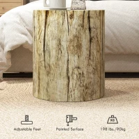 HOMCOM 17" Tall Tree Stump End Table, Concrete Sofa Side Table for Indoor and Outdoor Use, Garden Stool, Natural(m-6)