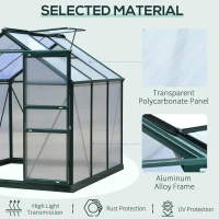 Outsunny 6.2' x 6.3' x 6.6' Clear Polycarbonate Greenhouse, Large Walk-In Green House Garden, Plants Grow, Galvanized Sheet  Frame w/ Slide Door(m-6)