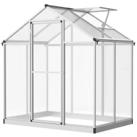 Outsunny 4' x 6.2' x 6.4' Walk-in Garden Greenhouse, Polycarbonate Panels Plants Flower Growth Shed, Cold Aluminum Frame Outdoor Portable Warm House(m-11)