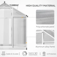 Outsunny 4' x 6.2' x 6.4' Walk-in Garden Greenhouse, Polycarbonate Panels Plants Flower Growth Shed, Cold Aluminum Frame Outdoor Portable Warm House(m-4)