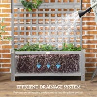 Outsunny Wood Planter with Trellis for Vine Climbing, Raised Garden Bed, Privacy Screen for Backyard, Patio, Deck, Dark Grey(m-6)