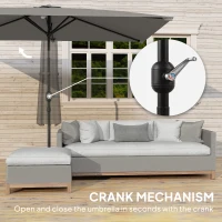 Outsunny 6.5x9.6ft Rectangle Aluminum Tilt Patio Umbrella, Garden Market Parasol, Outdoor Sunshade Canopy with Crank, Light Grey(m-5)