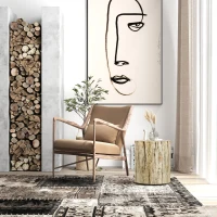 HOMCOM 17" Tall Tree Stump End Table, Concrete Sofa Side Table for Indoor and Outdoor Use, Garden Stool, Natural(m-10)