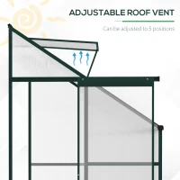 Outsunny Lean-to Greenhouse Walk-in Garden Aluminum Polycarbonate with Roof Vent for Plants Herbs Vegetables 6' x 4' x 7' Green(m-4)