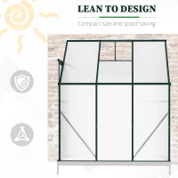 Outsunny Lean-to Greenhouse Walk-in Garden Aluminum Polycarbonate with Roof Vent for Plants Herbs Vegetables 6' x 4' x 7' Green(m-5)