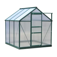 Outsunny 6.2' x 6.3' x 6.6' Clear Polycarbonate Greenhouse, Large Walk-In Green House Garden, Plants Grow, Galvanized Sheet  Frame w/ Slide Door(m-12)