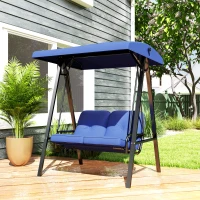 Outsunny 2-Seater Outdoor Porch Swing with Adjustable Canopy, Patio Swing Chair for Garden, Poolside, Backyard, Dark Blue(m-1)